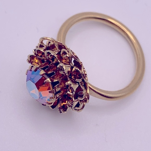 💝Vintage Sarah Coventry Aurora Borealis Cocktail Ring - Picture 8 of 8